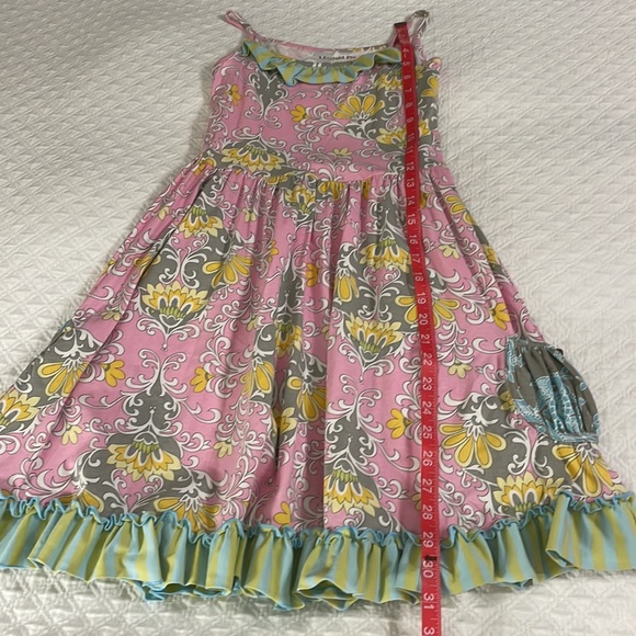 Mustard pie girls boutique knit dress pink yellow green grey floral stripe sz 8 - Picture 6 of 8